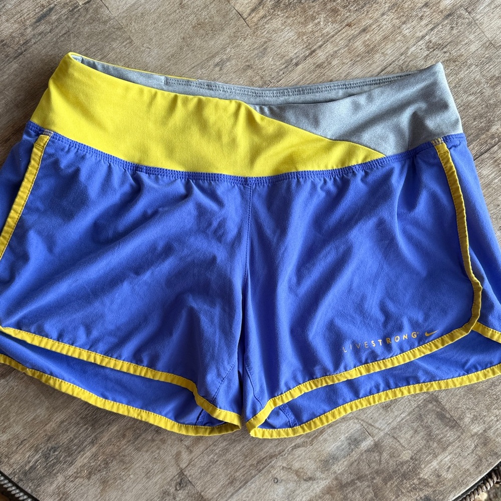 Nike Women's Blue and Yellow livestrong Athletic Shorts